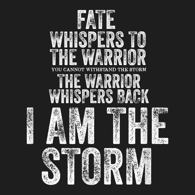 Fate Whispers To Warrior I Am The Storm Quote Gritty Fighter T Shirt Classic Tee by linhVisuals | Teevron