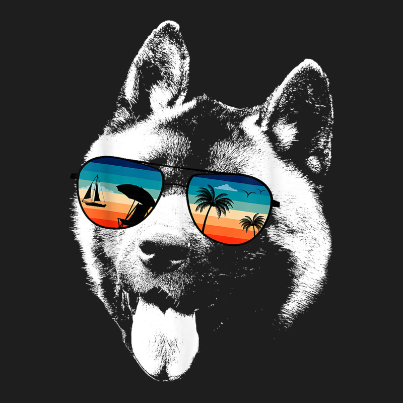 American Akita Shirts With Glasses Sunglasses Retro Style T Shirt Classic Tee by linhVisuals | Teevron