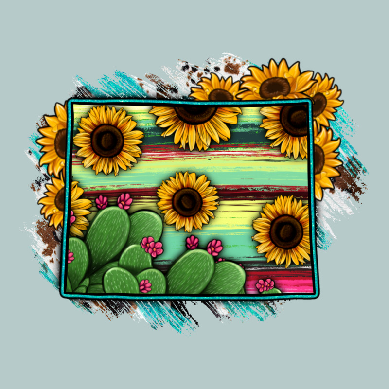 Wyoming Map Sunflower Cactus Serape Heavy Core Tee by RanaPortraitStore | Teevron