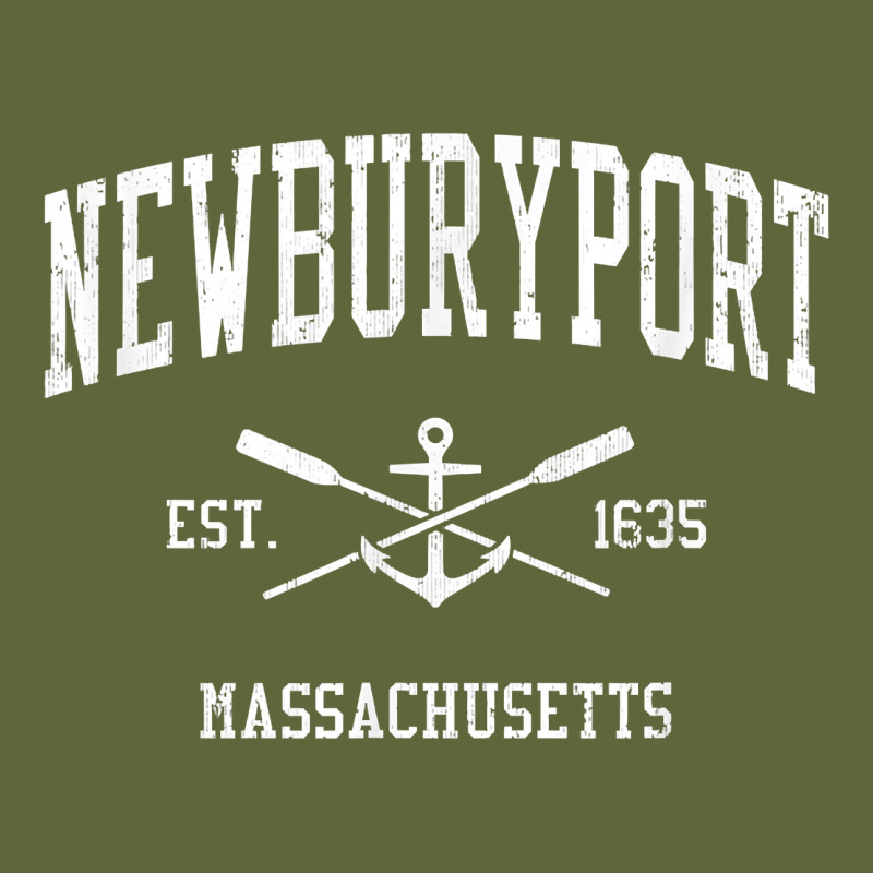 Newburyport Ma Vintage Crossed Oars & Boat Anchor Sports T Shirt Classic Tee by linhVisuals | Teevron