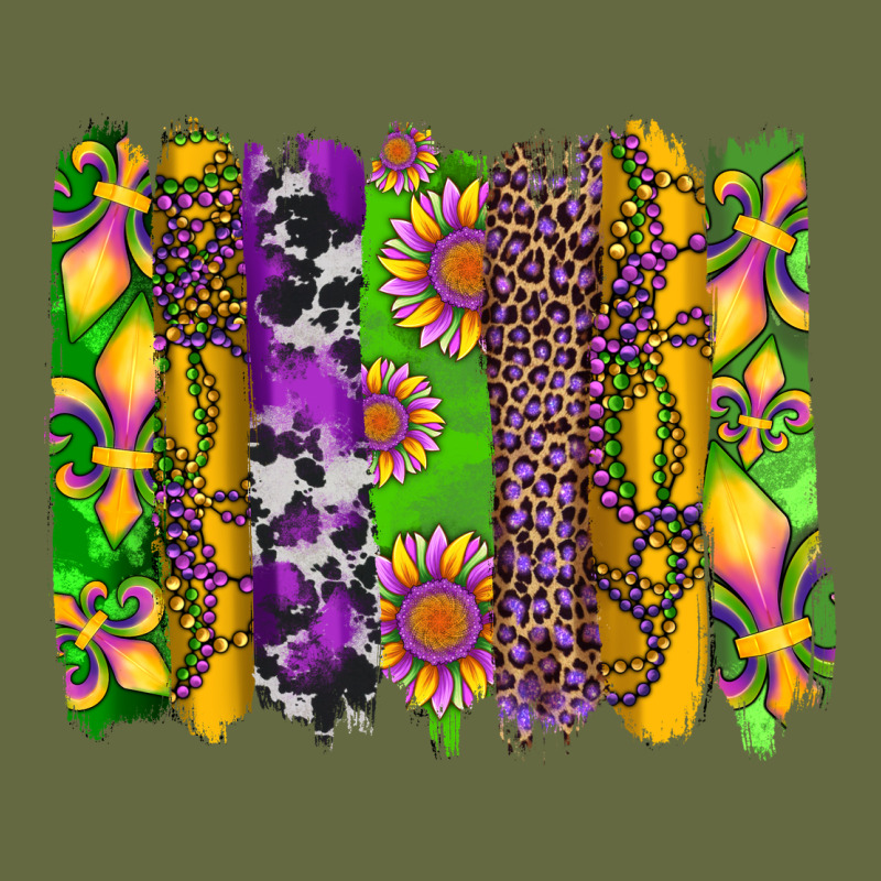 Mardi Gras Sunflower Fleur De Lis Leopard Cowhide Brushstrokes Long Sleeve Tee by Artiststas | Teevron