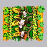 St Patricks Cow And Coin Wıth Clovers And Leopard Brushstrokes Long Sleeve Tee | Teevron