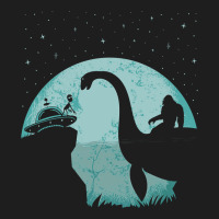 Bigfoot Riding Loch Ness Monster Sasquatch Ufo Abduction Pullover Hood Classic Tee | Teevron