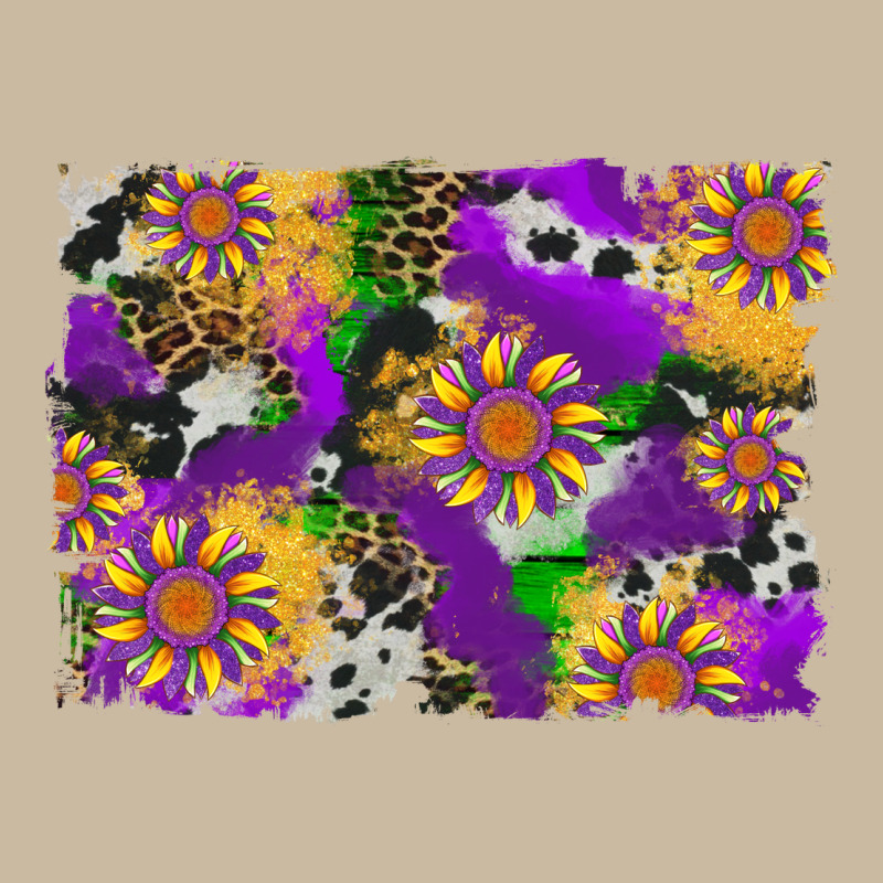 Mardi Gras Sunflower Cowhide Leopard And Glitter Background Long Sleeve Tee by Artiststas | Teevron