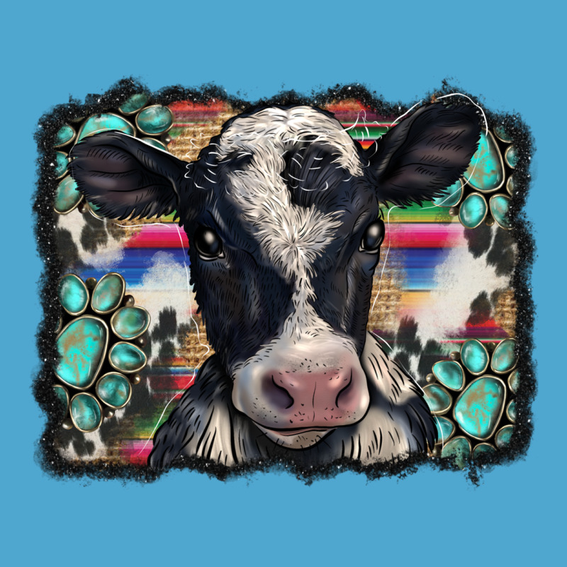Western Background Turquoises Gemstones Black And White Baby Cow Premium Hoodie by BarkalooDesign | Teevron