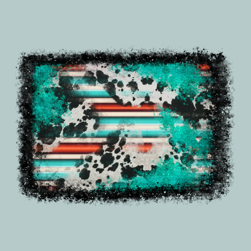 Western Serape Cowhide Turquoise Glitter Heavy Core Tee by FaDigitalArtStudio | Teevron