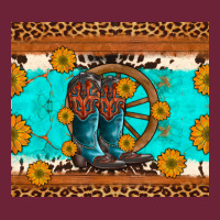 Cowboy Boots And Sunflowers Turquoise Leopard Background Long Sleeve Tee | Teevron