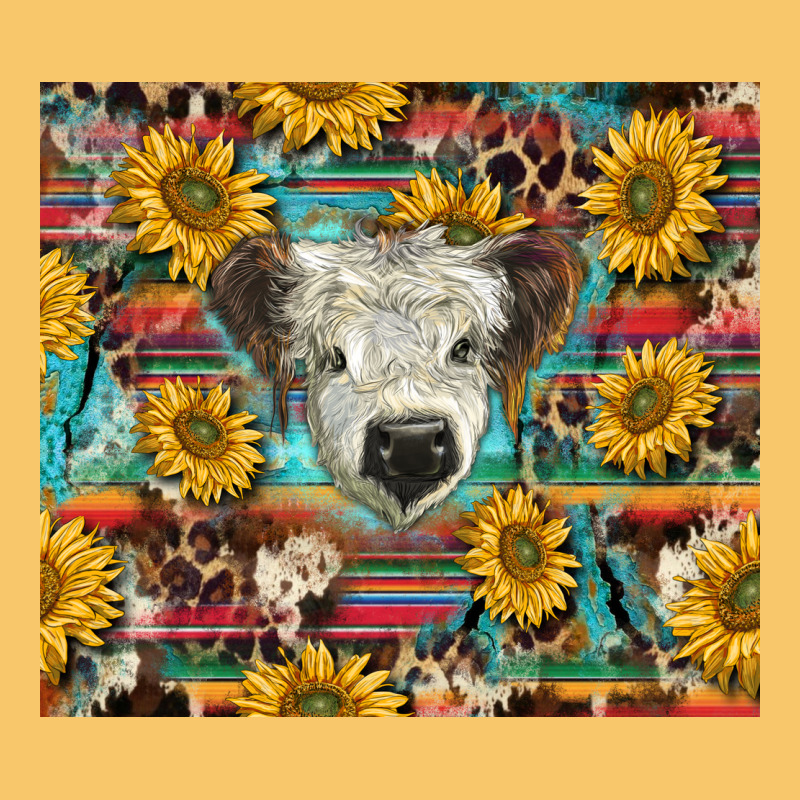 White Scottish Calf And Sunflowers Vintage Hoodie by BarkalooDesign | Teevron
