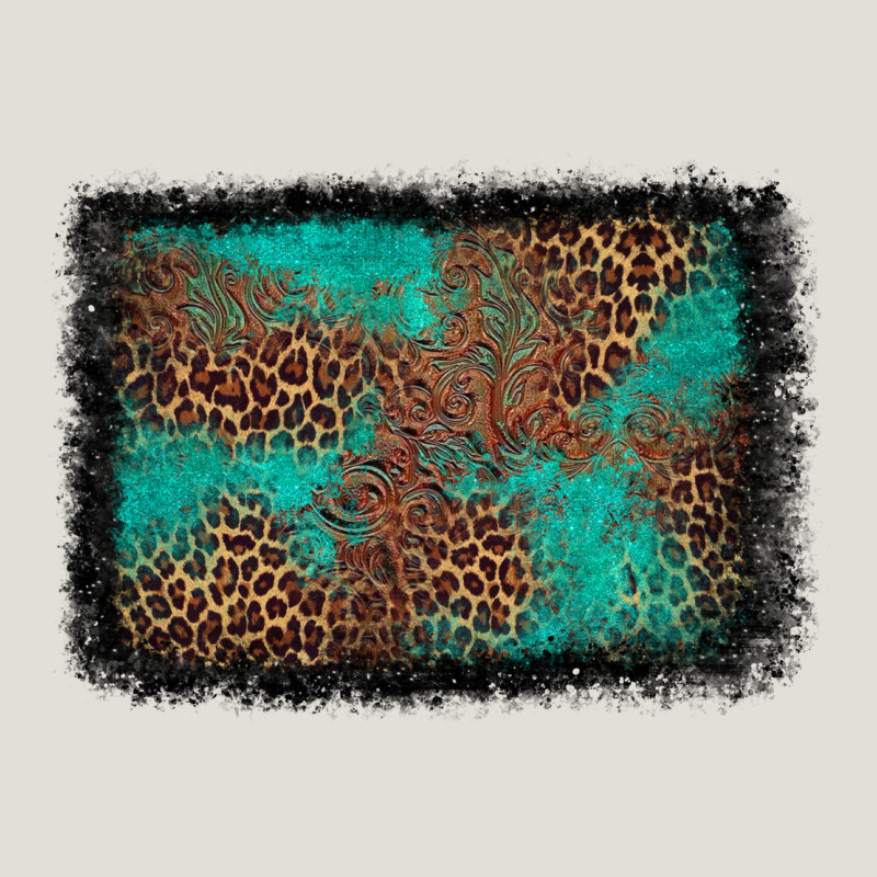 Western Leopard Turquoise Glitter Tooled Leather Heavy Core Tee by FaDigitalArtStudio | Teevron