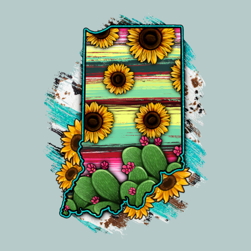 Indiana Map Sunflower Cactus Serape Heavy Core Tee by RanaPortraitStore | Teevron