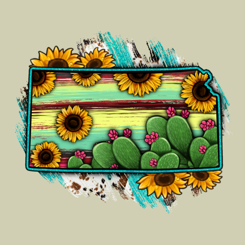 Kansas Map Sunflower Catus Serape Heavy Core Tee by RanaPortraitStore | Teevron