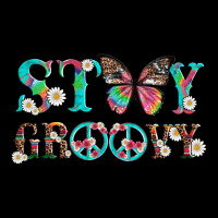 Stay Groovy With Butterfly Peace Sign And Flowers Ladies Tee | Teevron