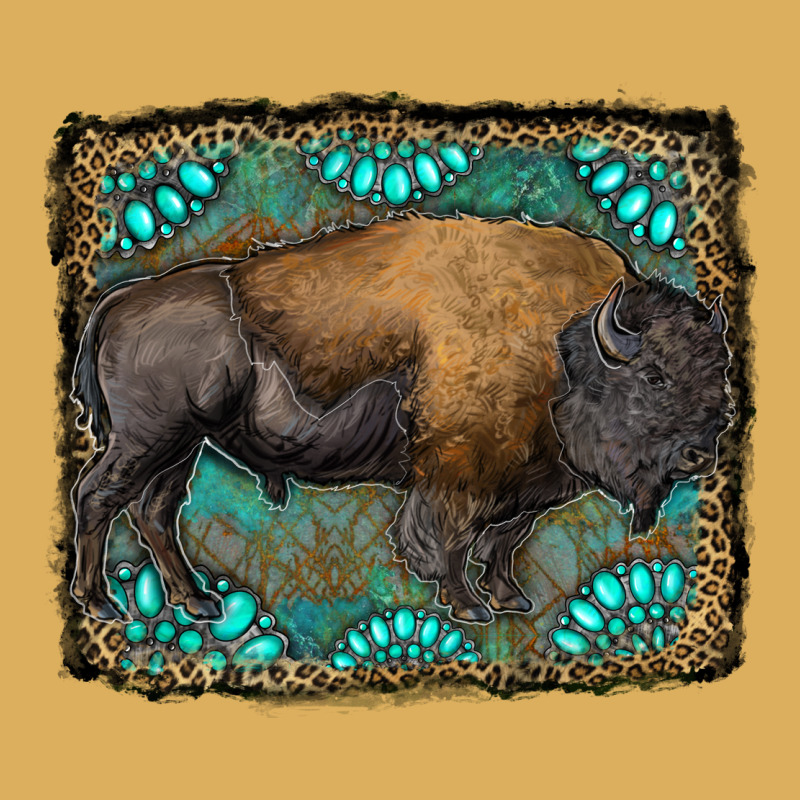 Bison With Gemstone Background Premium Hoodie by RanaPortraitStore | Teevron