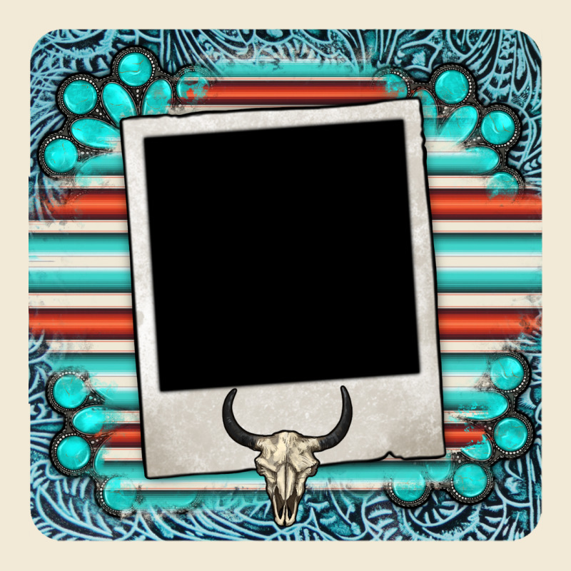 Gemstone Turquoise Serape Custom Photo Frame Coaster Premium Hoodie by BarkalooDesign | Teevron