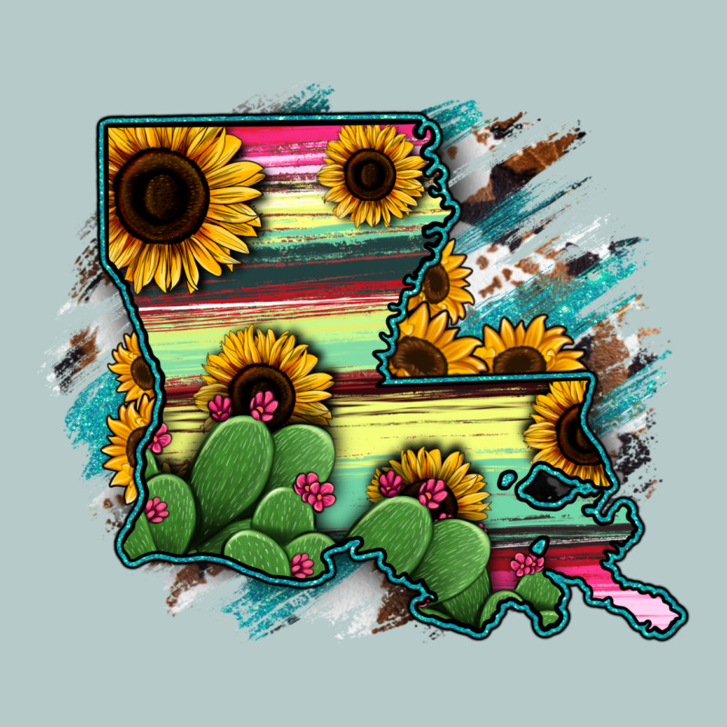 Louisiana Map Sunflower Cactus Serape Heavy Core Tee by RanaPortraitStore | Teevron
