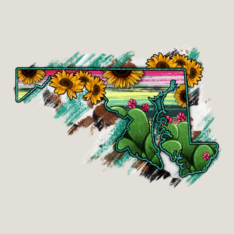 Maryland Map Sunflower Cactus Serape Heavy Core Tee by RanaPortraitStore | Teevron