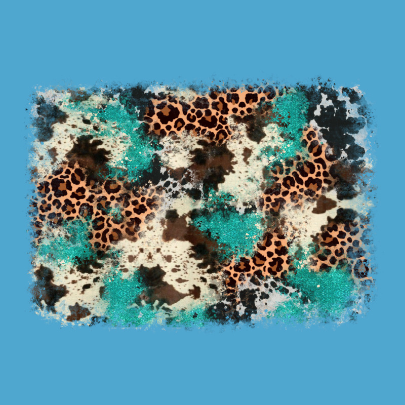 Turquoise Glitter Cowhide Background Premium Hoodie by BarkalooDesign | Teevron