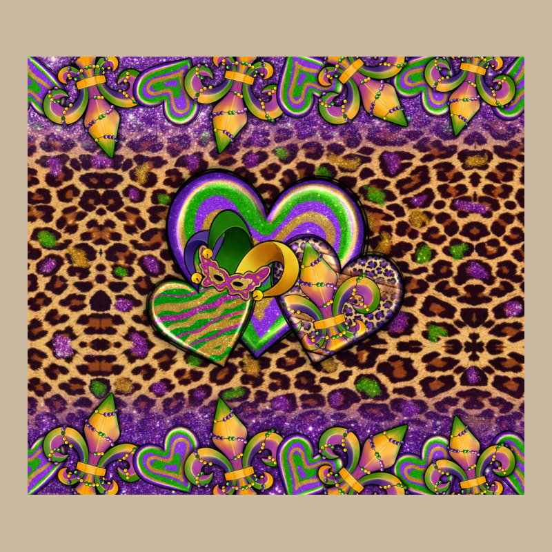 Mardi Gras Fleur De Lis Hearts Leopard Glitter Long Sleeve Tee by Artiststas | Teevron