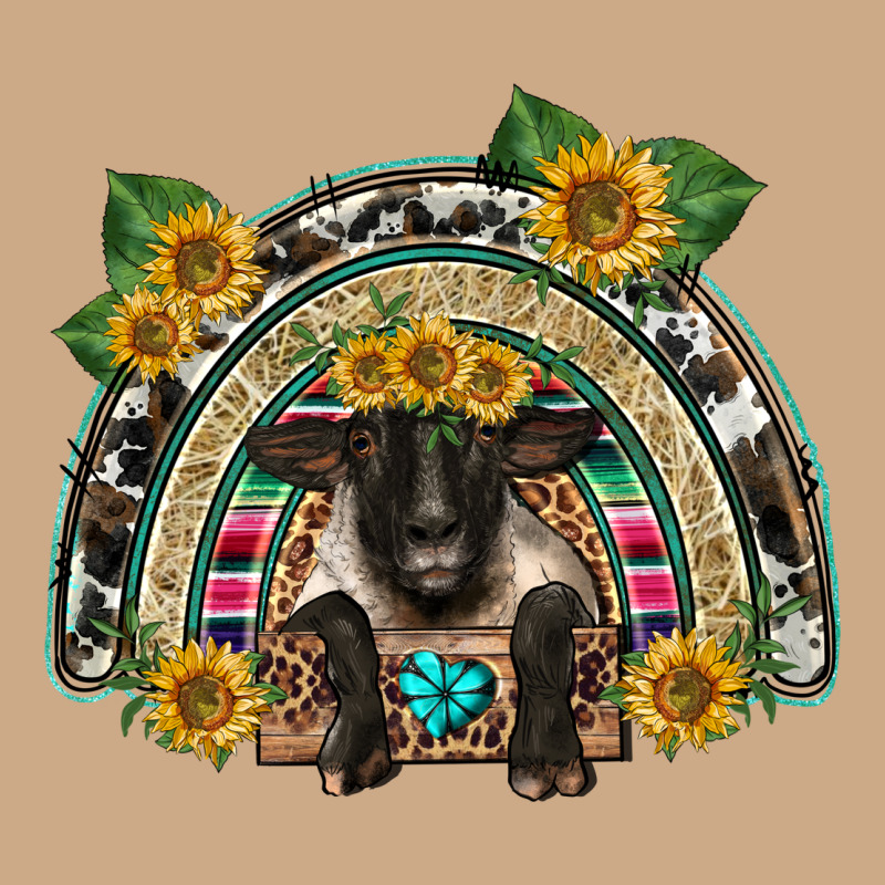 Suffolk Ewe Front Sunflowers Rainbow Vintage Hoodie by BarkalooDesign | Teevron