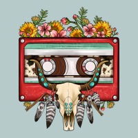 Bull Skull Sunflower Floral Cassette Heavy Core Tee | Teevron