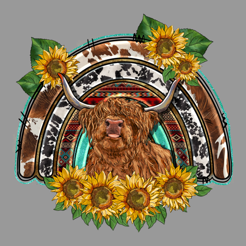 Scottish Calf Sunflowers Rainbow Vintage Hoodie by BarkalooDesign | Teevron
