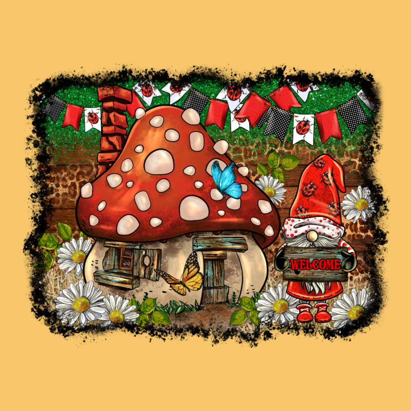 Welcome Ladybug Gnome Background Vintage Hoodie by BarkalooDesign | Teevron