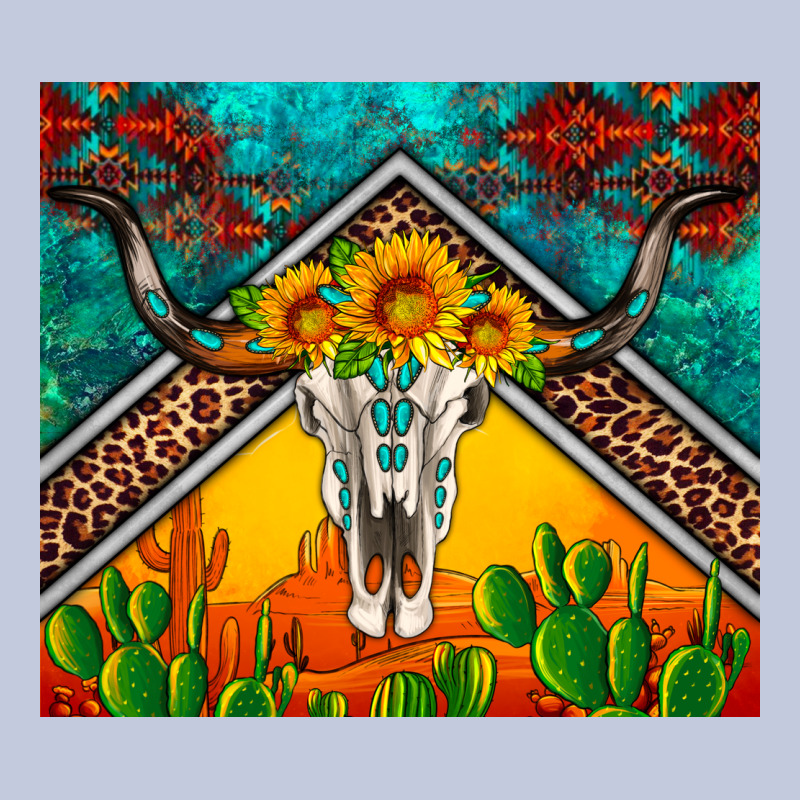 Western Sunflowers Longhorn Bull Skull Long Sleeve Tee by Artiststas | Teevron
