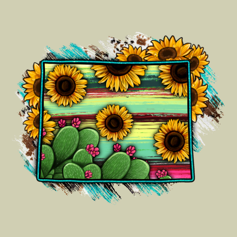 Wyoming Map Sunflower Cactus Serape Heavy Core Tee by RanaPortraitStore | Teevron