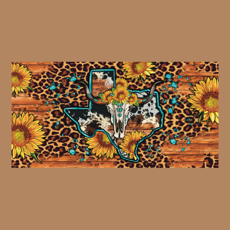 Texas Map Bull Skull Sunflower Leopard Licence Plate Long Sleeve Tee by Artiststas | Teevron