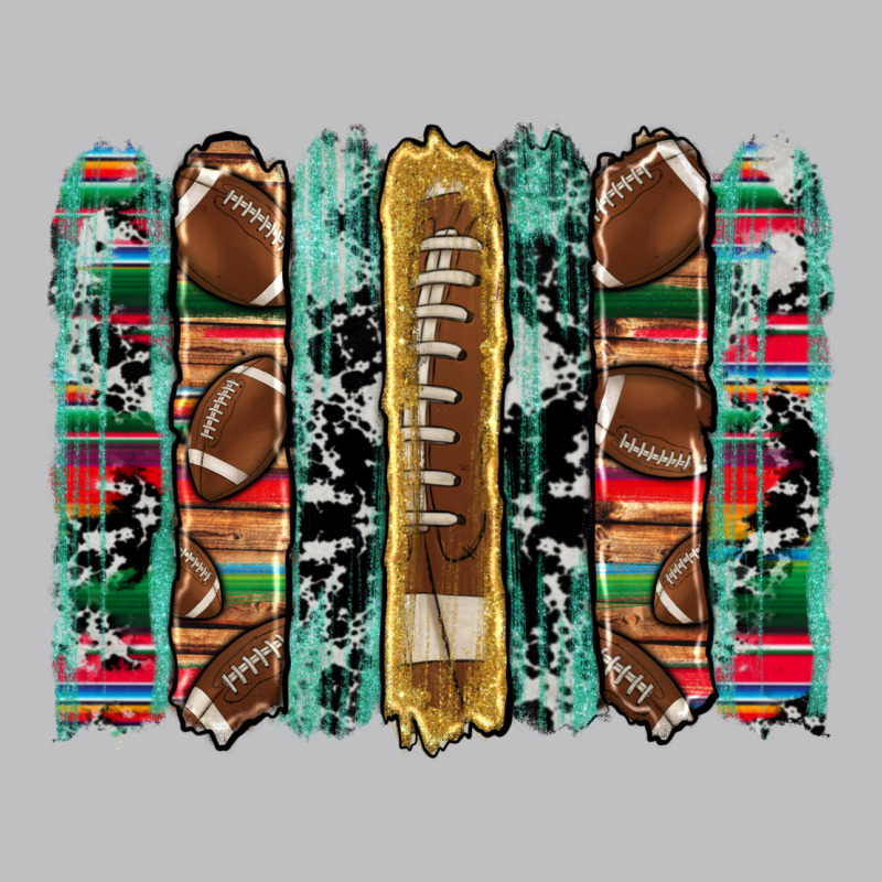 Football Serape Cowhide Turquoise Glitter  Brushstrokes Long Sleeve Tee by Artiststas | Teevron