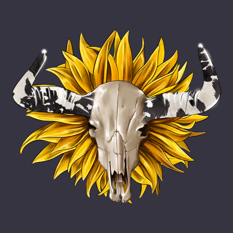 Cowhide Bull Skull And Sunflower Vintage Hoodie by BarkalooDesign | Teevron