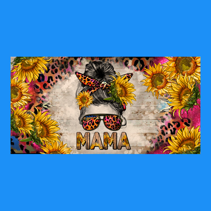 Mess Bun Mama With Sunflowers And Colorful Leopard License Plate Classic Tee by BarkalooDesign | Teevron