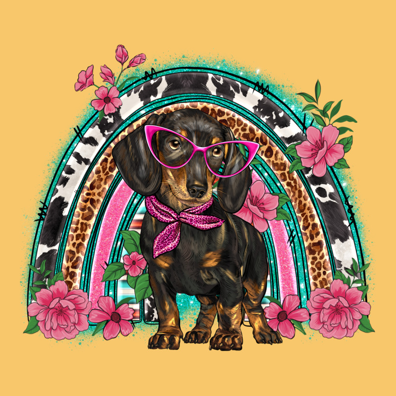 Dachshund Dog Pink  Floral Rainbow Vintage Hoodie by BarkalooDesign | Teevron