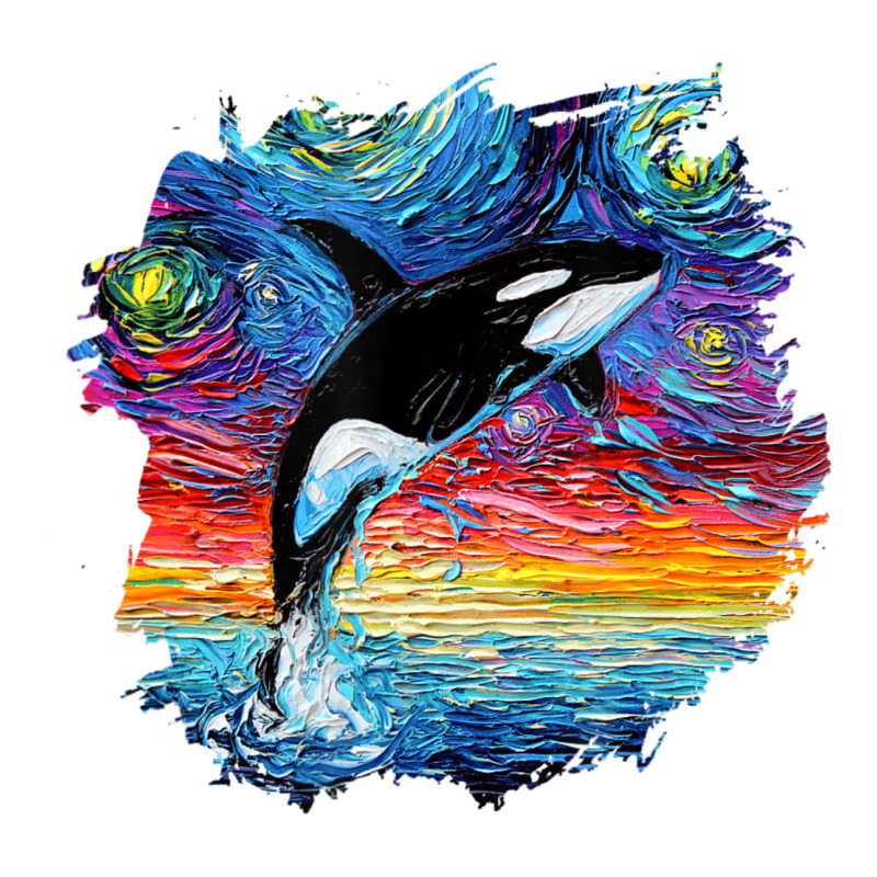Orca Killer Whale Starry Night Impressionist Dog Art By Aja Premium Hoodie by PixelFlow | Teevron