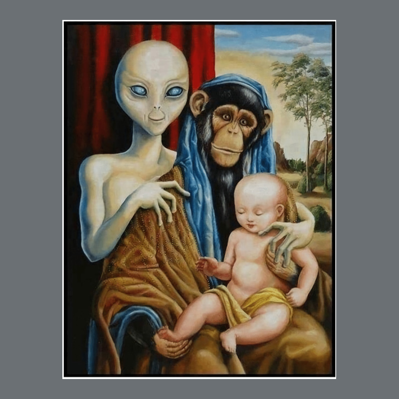 Alien Chimp Baby Religion Conspiracy Poster Premium Hoodie by FloraArt | Teevron