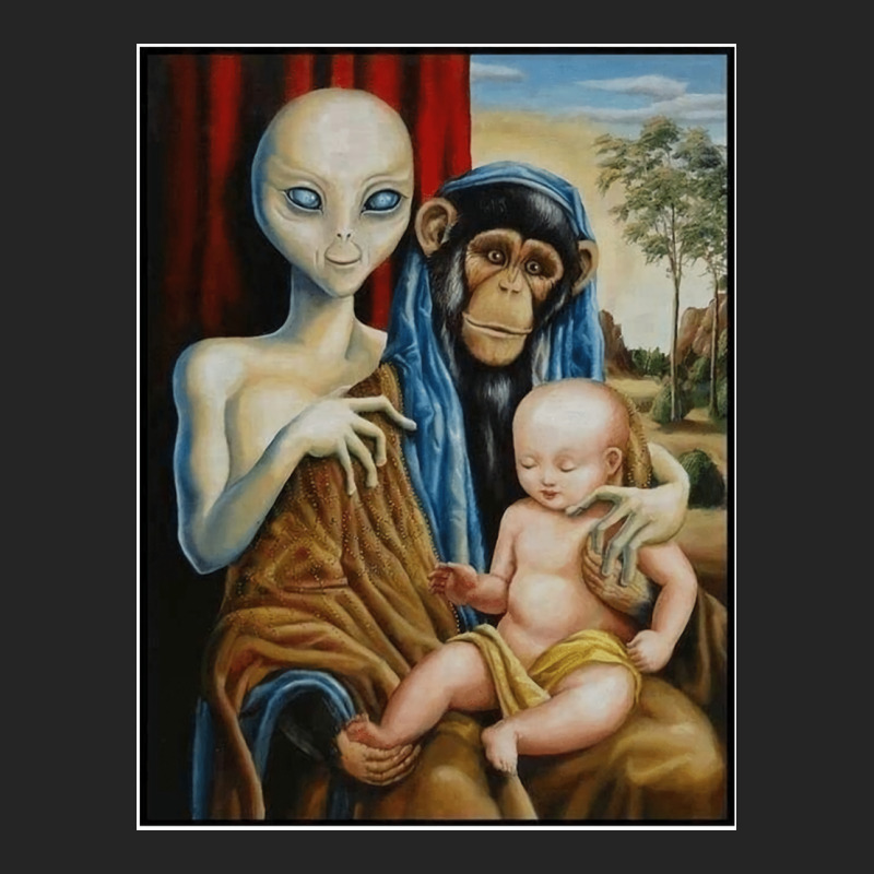 Alien Chimp Baby Religion Conspiracy Poster Premium Hoodie by FloraArt | Teevron