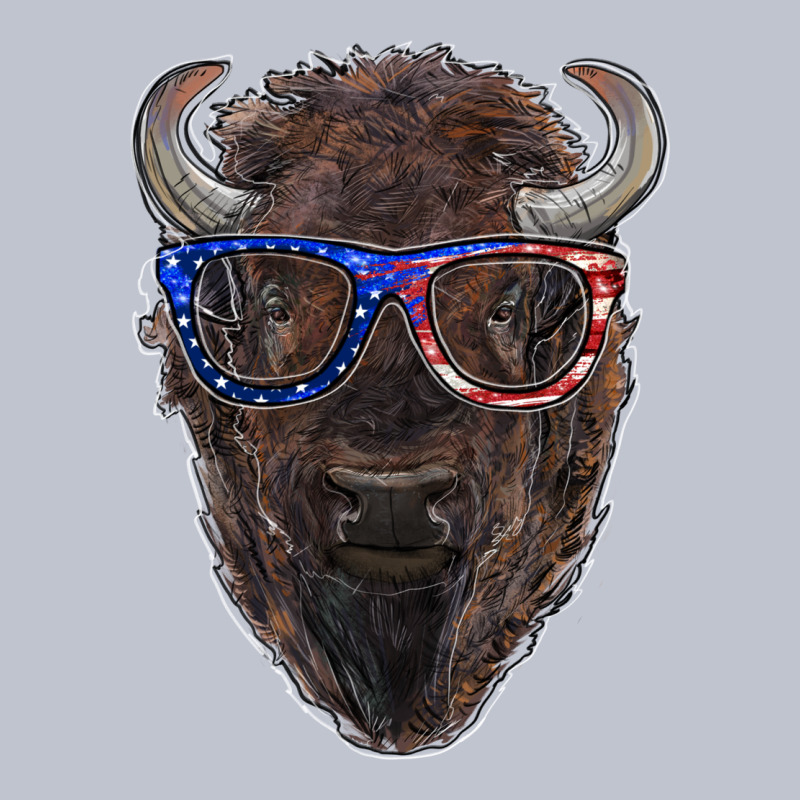 Bison With American Flag Glasses Premium Hoodie by RanaPortraitStore | Teevron
