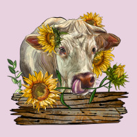 Charolais Cow With Sunflowers Ladies Tee | Teevron
