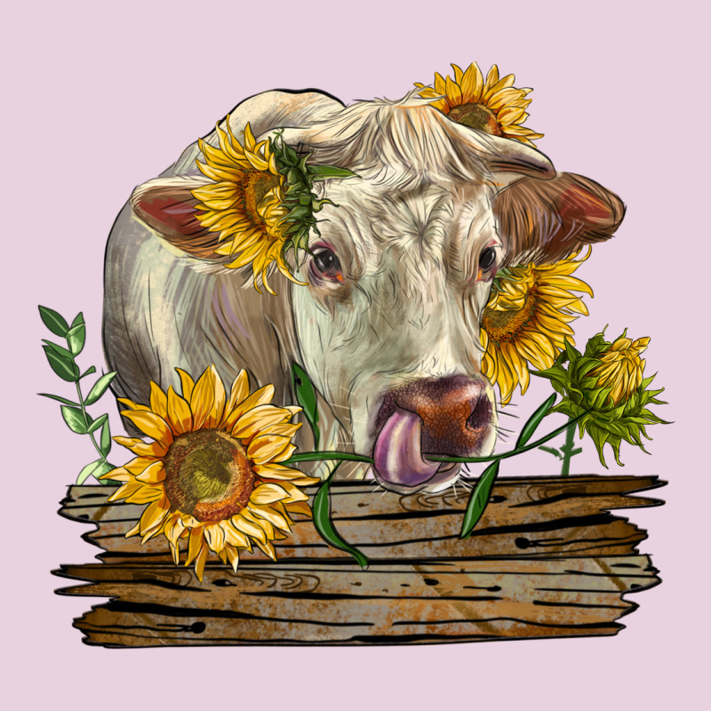 Charolais Cow With Sunflowers Ladies Tee by LillyAllenDesigns | Teevron