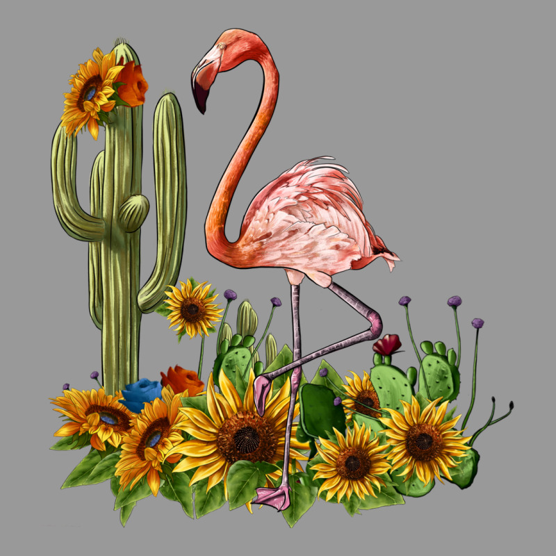 Flamingo With Cactus And Sunflowers Vintage Hoodie by BarkalooDesign | Teevron