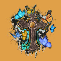 Cross With Butterflies Cowhide Background Premium Hoodie | Teevron