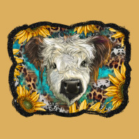 White Scottish Calf With Sunflowers Western  Background Premium Hoodie | Teevron