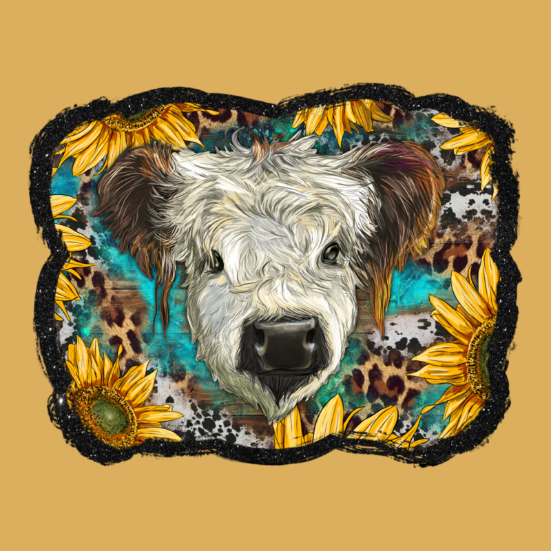 White Scottish Calf With Sunflowers Western  Background Premium Hoodie by BarkalooDesign | Teevron