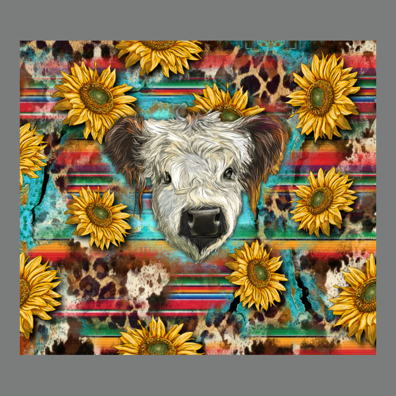 White Scottish Calf And Sunflowers Premium Hoodie by BarkalooDesign | Teevron
