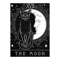 tarot card crescent moon and cat graphic | Teevron