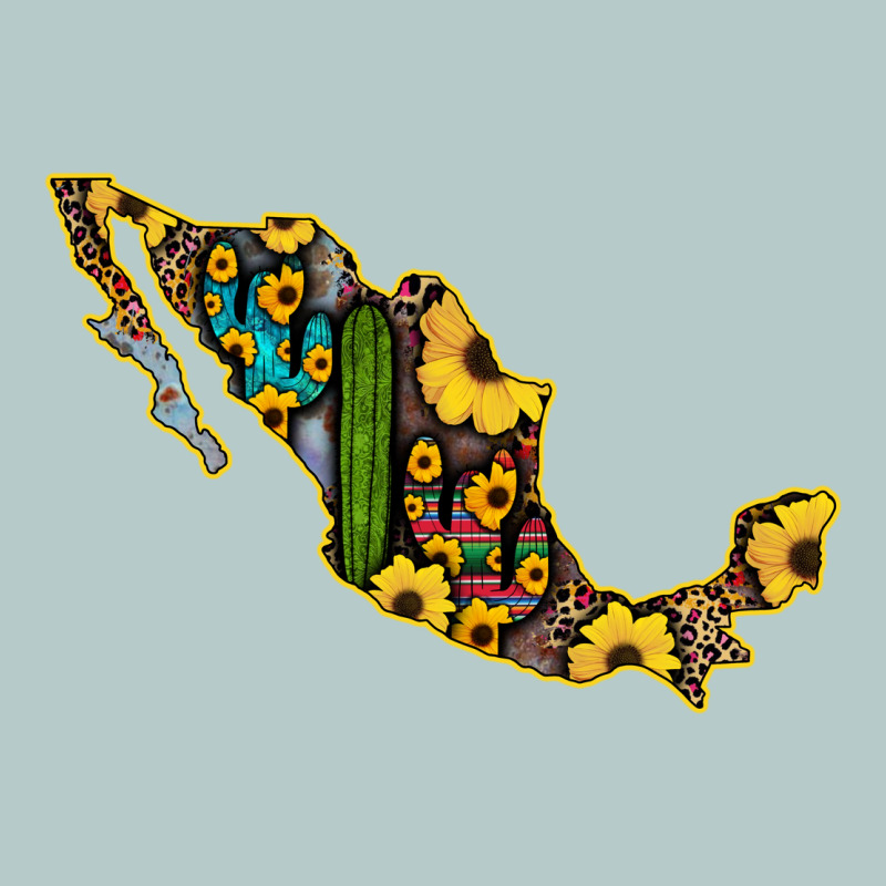 Guerrero Mexico Serape Cactus Sunflower Map Heavy Core Tee by RanaPortraitStore | Teevron