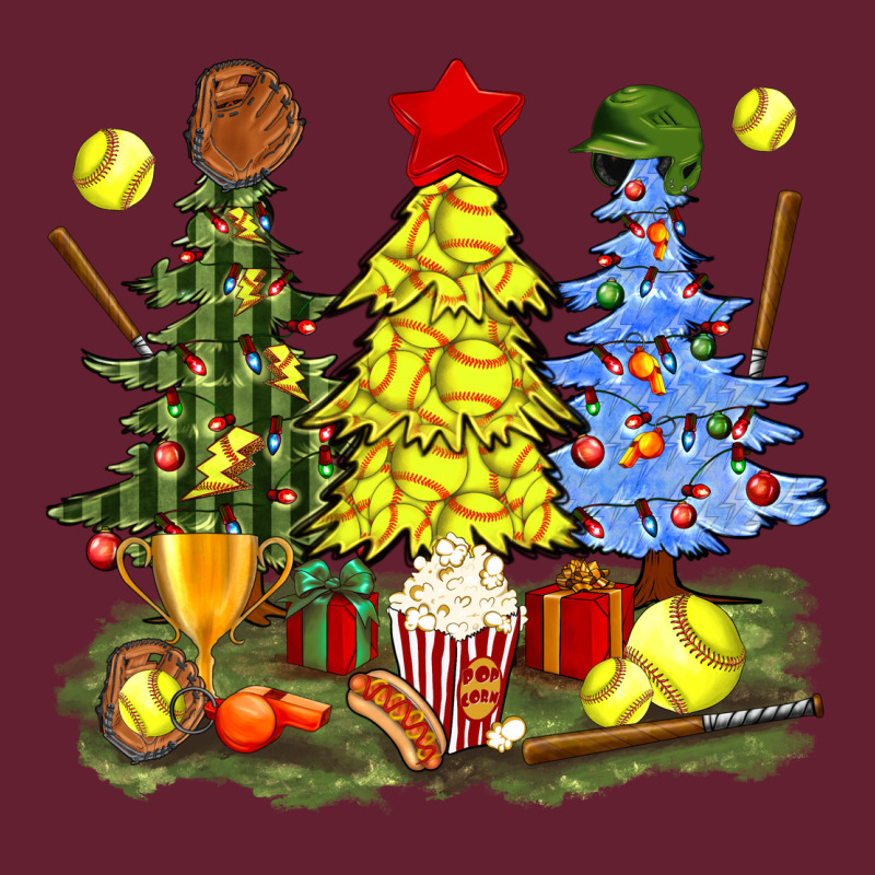 Christmas With Softball Trees Bbs Classic Tee by BundleAndBundleShop | Teevron
