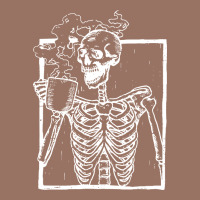 Distressed Skeleton Vintage Smiling Skull Drinking Coffee Premium Hoodie | Teevron