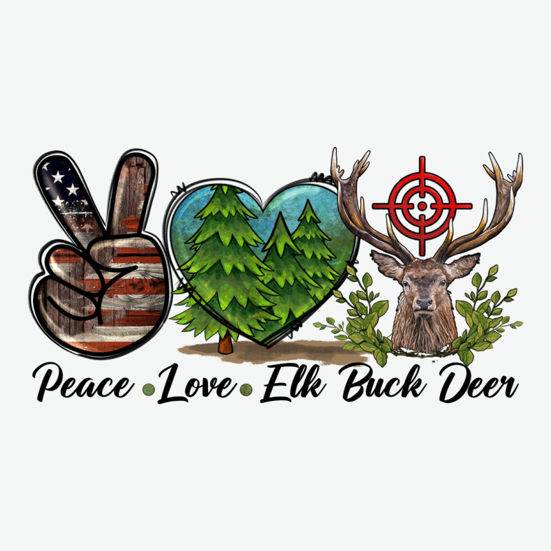 Peace Love Elk Buck Deer Urban Heavy Tee by LillyAllenDesigns | Teevron