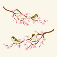 Cherry Blossom Sakura With Bird Premium Hoodie | Teevron